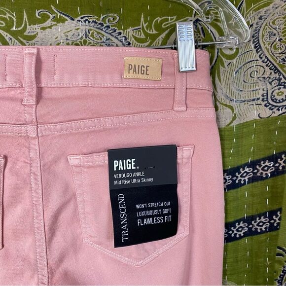 NWT PAIGE Soft Pink Verdugo Ultra Skinny Ankle Pants Size 24 - Picture 8 of 14